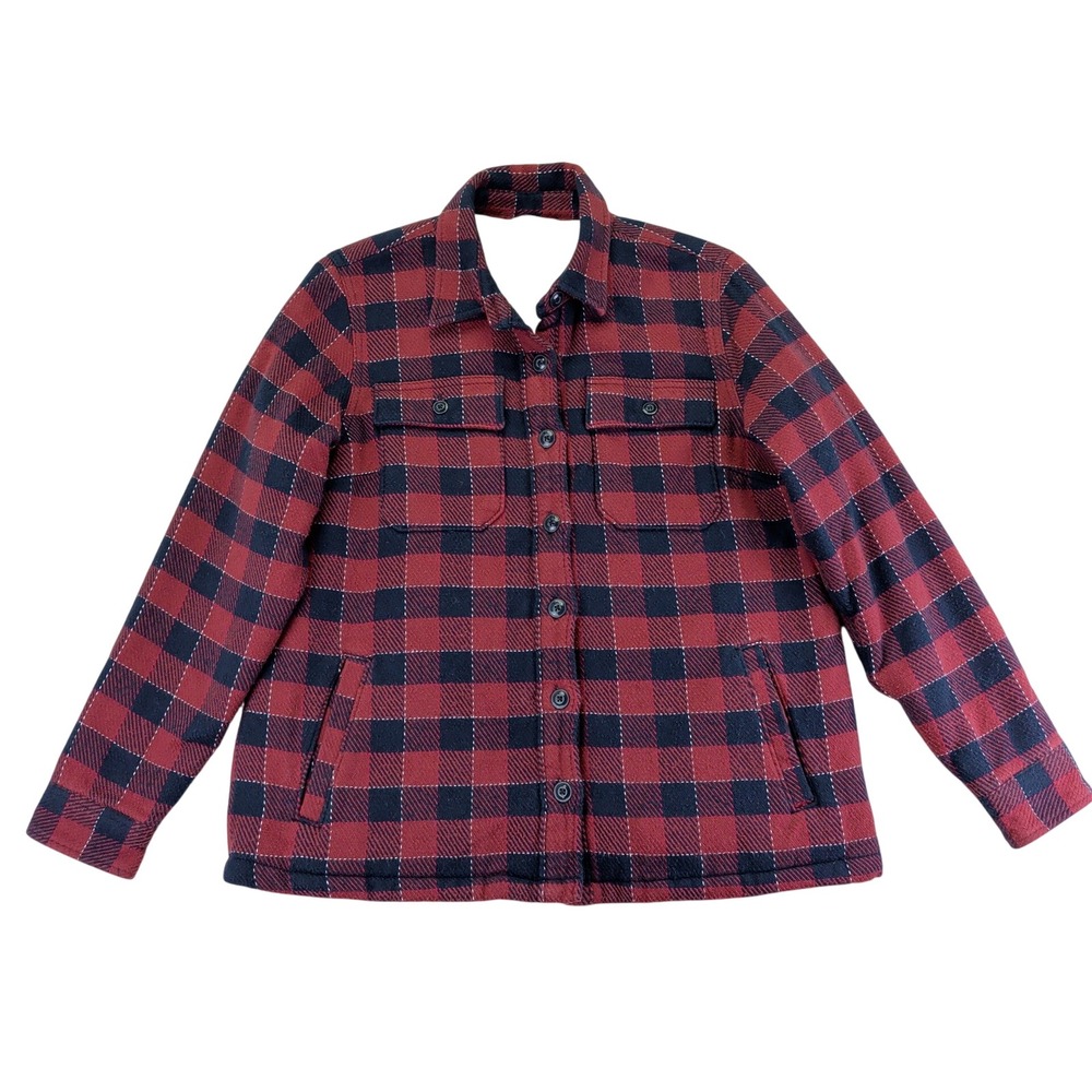 LL Bean Signature Womens Sherpa Lined Flannel Shirt Jacket Plaid Medium‎ 502363